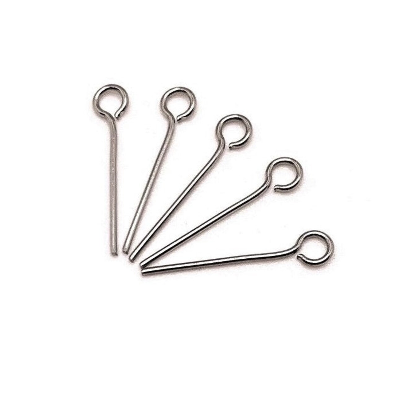 100 or 500 Pieces: 16 mm Stainless Steel Silver Eye pins, 21 gauge
